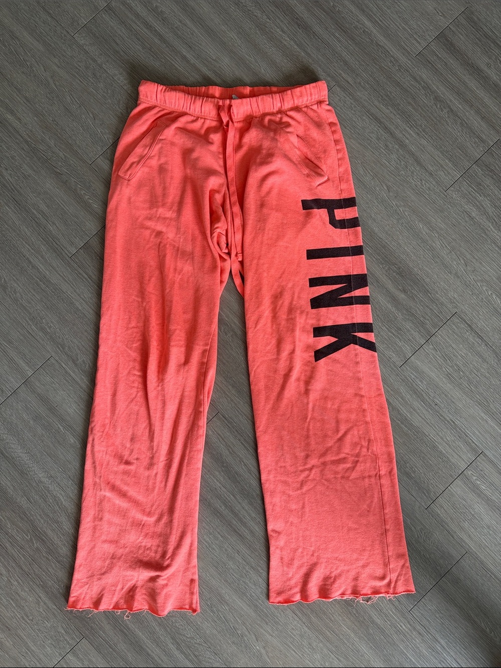 PINK Victoria's Secret Coral Pink Lounge Pants with Black Logo